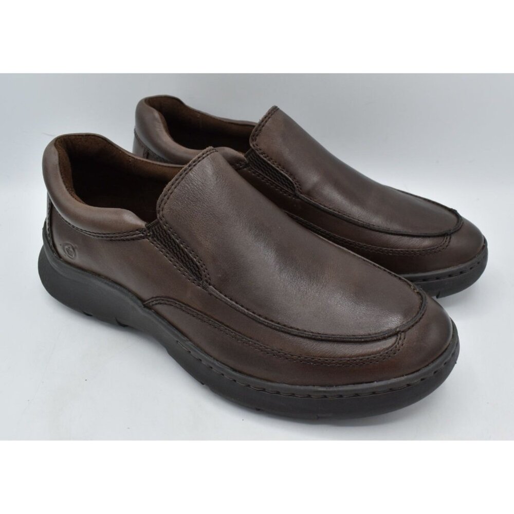 Born Mens Size 9.5 Cambridge Dark Brown Full Grain Leather Slip On Casual Shoes - Picture 2 of 11
